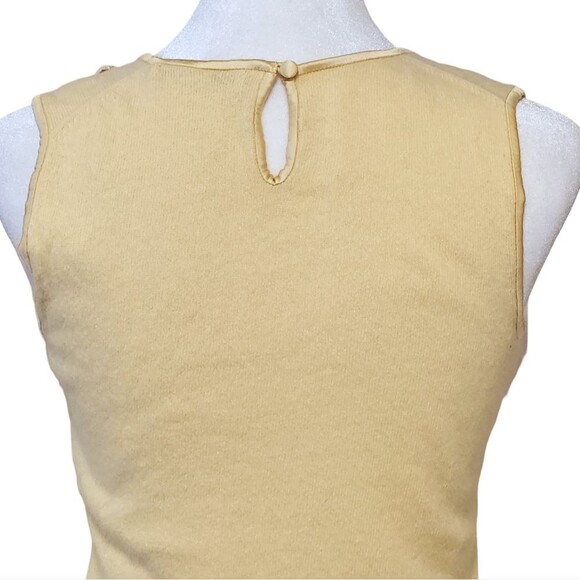 Banana Republic Sleeveless Sweater Yellow Angora Wool Blend Beaded Embroidery XS - Picture 5 of 10